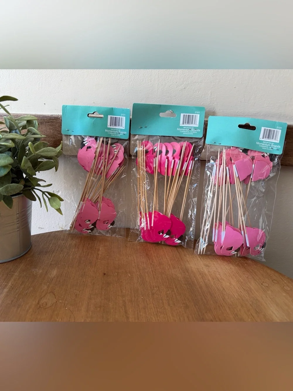 Let’s Party Pink Flamingo Cocktail Picks - Pack of Honeycomb Sticks